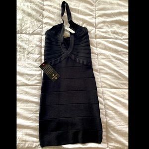 Black halter bandage dress